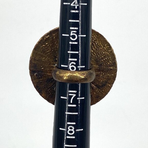 Large Gold Tone Yellow Stone Textured Oversized Statement Ring Costume Jewelry - Picture 5 of 6